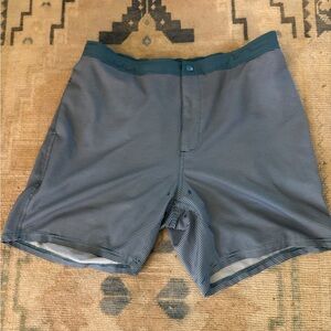 Genteal Striped Blue and Green lined swim shorts